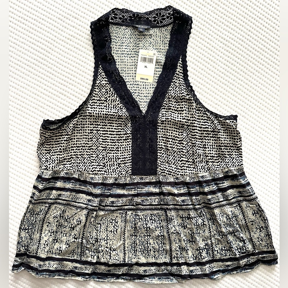 Lucky Brand Womens Border Knit Blouse, NWT